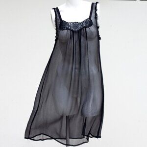 Poleci Sequined Silk Slip Dress Black Size M
